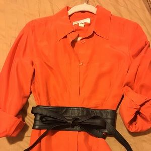 EUC Michael Kors silk long sleeve shirt dress